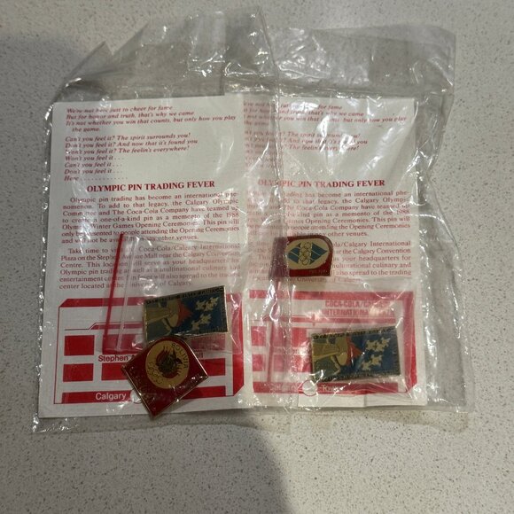 vintage Other - 1988 VINTAGE OLYMPICS CALGARY LOT OF 2 SETS PINS COCOA COLA